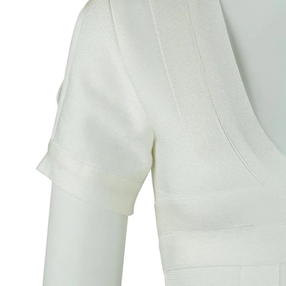 Herve Leger White Short Sleeve Bandage Dress - Size S - Picture 8 of 11